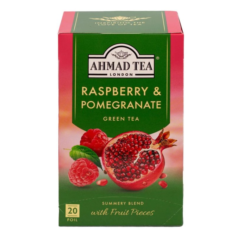 Thé vert Ahmad Framboise Grenade - Boite de 20 sachets