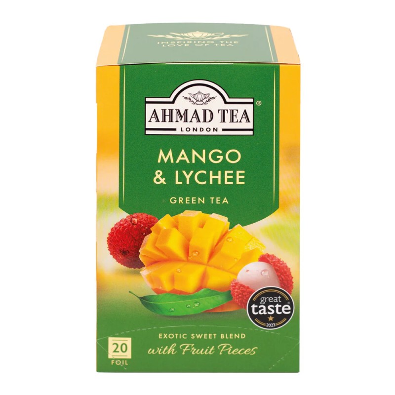 Thé vert Ahmad Mangue et Litchi - Boite de 20 sachets
