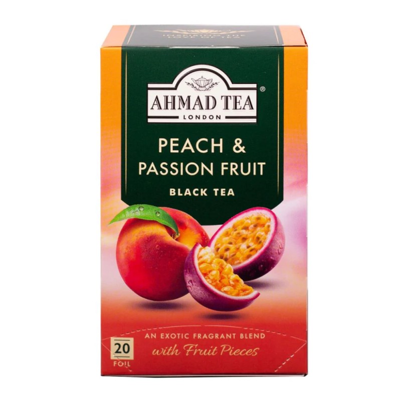 Thé noir Ahmad Pêche Fruit de la Passion - Boite de 20 sachets