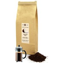 Sachet kraft de café moulu aromatisé à la crème de coco pour cafetière à piston