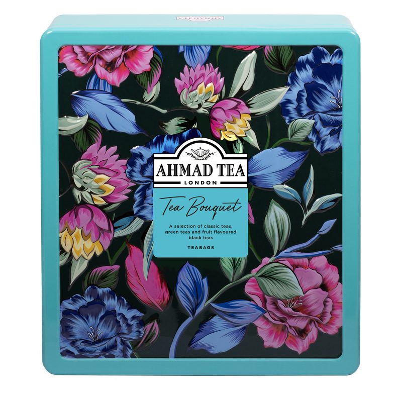 Coffret de thé Ahmad contenant Une sélection de 9 variétés de thés noirs, de thés verts et de thés noirs/verts aromatisés.
