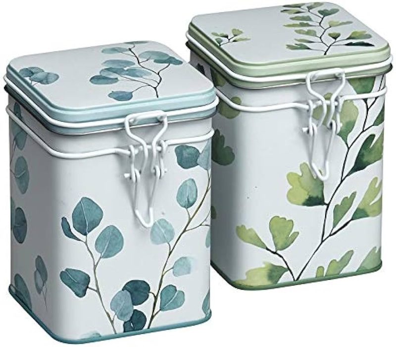 Lot de 2 boîtes à thé 150g – Design Ginkgo & Eucalyptus – Eigenart