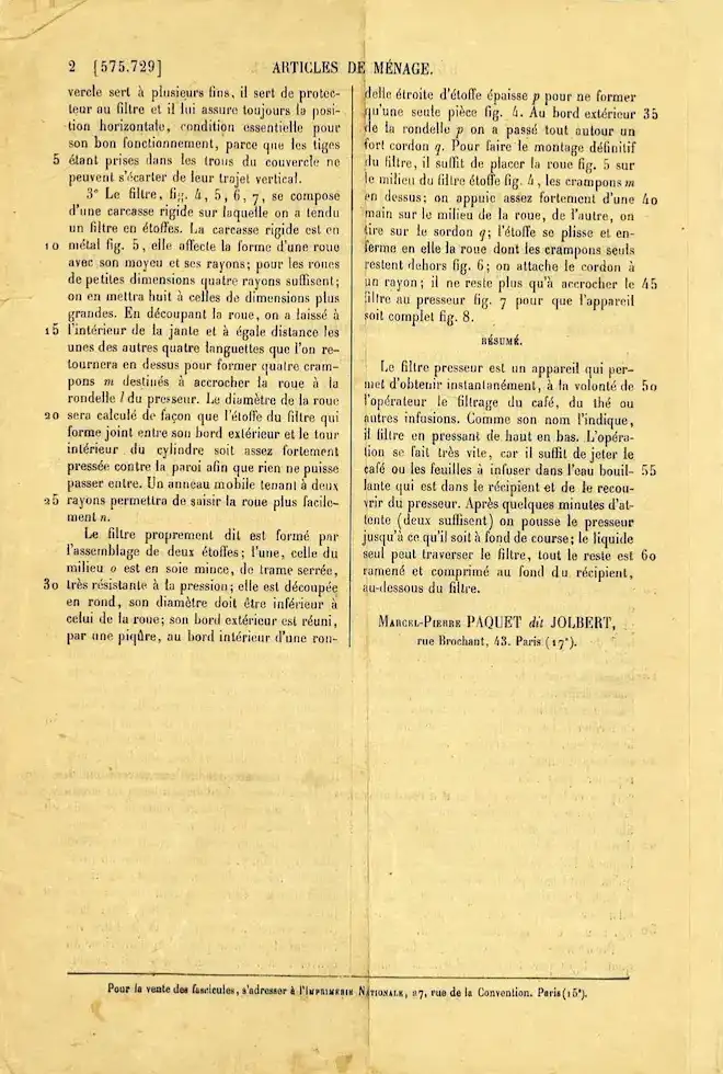 Brevet Invention Filtre-presseur à café, thé et infusion -Page 2
